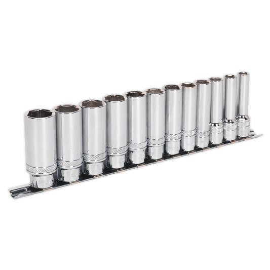 Sealey 12 Pieces 3/8" Square Drive Deep Lock-On 6 Point Metric Socket Set AK2744