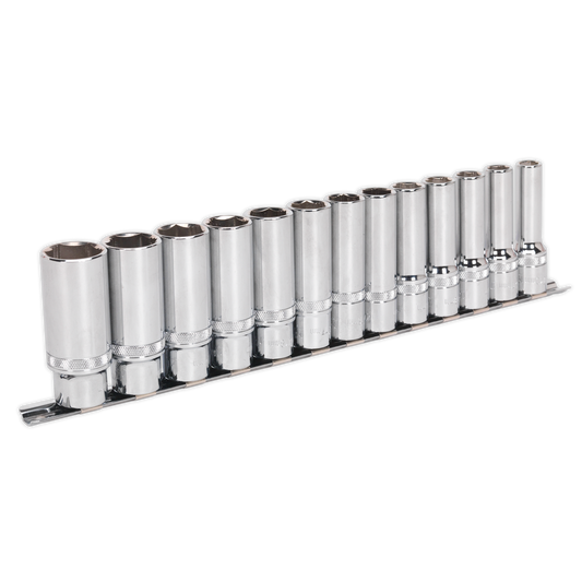 Sealey 13 Pieces 1/2" Square Drive Deep Lock-On 6 Point Metric Socket Set AK2745