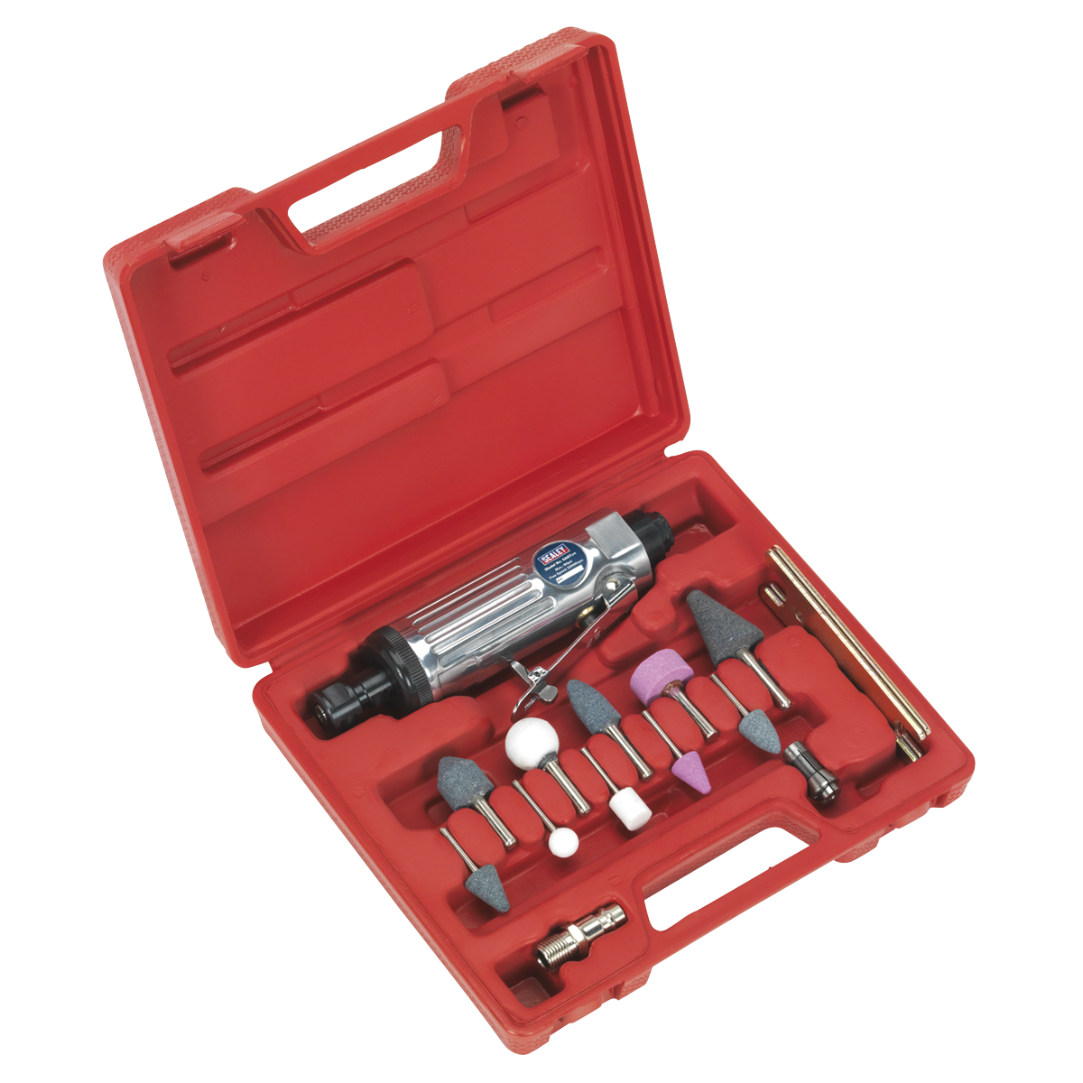 Sealey Air Die Grinder Kit With Aluminium Body & Trigger 16 Pieces SA67