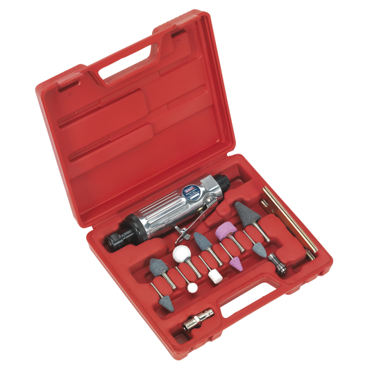 Sealey Air Die Grinder Kit With Aluminium Body & Trigger 16 Pieces SA67
