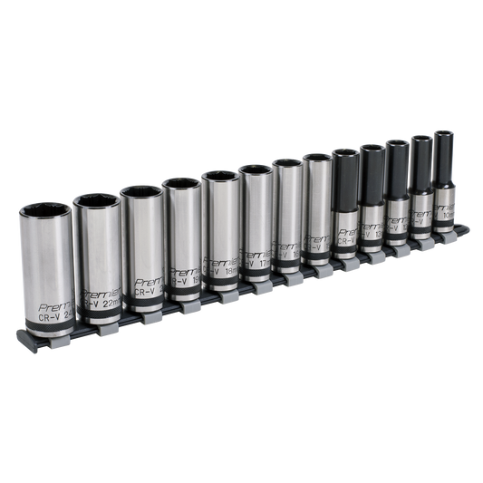 Sealey Socket Set 13 Pieces 1/2" Square Drive Deep Lock-On Metric AK2745B