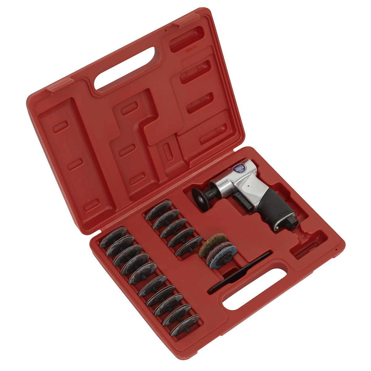 Sealey Air Mini Sander Kit With Variable Speed Control 50mm 35 Pieces SA720