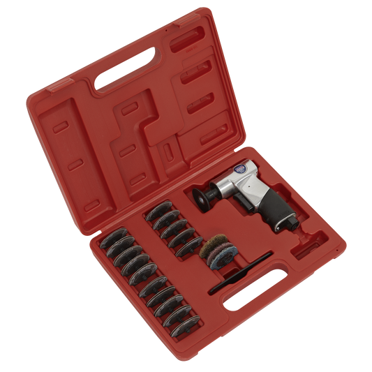 Sealey Air Mini Sander Kit With Variable Speed Control 50mm 35 Pieces SA720