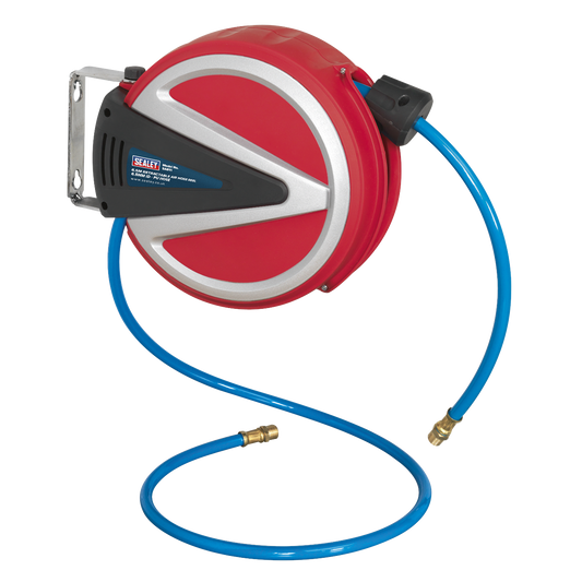 Sealey Retractable Air Hose Reel 6.5 Metres 6.5mm ID PU Hose Heavy Duty SA811