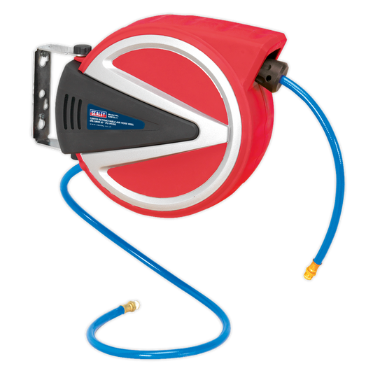 Sealey Retractable Air Hose Reel 12 Metres Ø6.5mm ID PU Hose Heavy Duty SA812