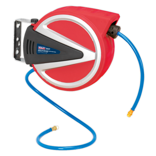 Sealey Retractable Air Hose Reel 15m Ø8mm ID PU Hose Heavy Duty 1/4" BSP SA814