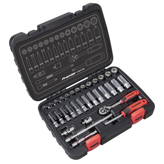 Sealey Socket Set 32 Pieces 1/4" Square Drive Lock-On 6 Point Metric AK27480