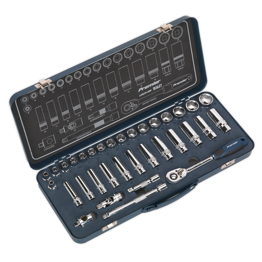 Sealey Socket Set 34 Pieces 3/8" Square Drive Lock-On 6-Point Metric AK27481