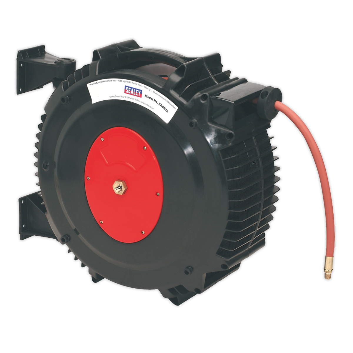 Sealey Retractable Air Hose Reel 15m Ø13mm ID TPR Hose Carry Handle SA8812