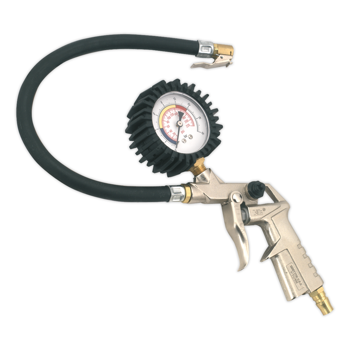 Sealey Tyre Inflator With Clip-On Connector and Dial Type Gauge 1/4" BSP SA924