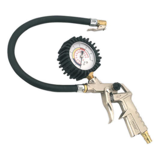 Sealey Tyre Inflator With Clip-On Connector and Dial Type Gauge 1/4" BSP SA924