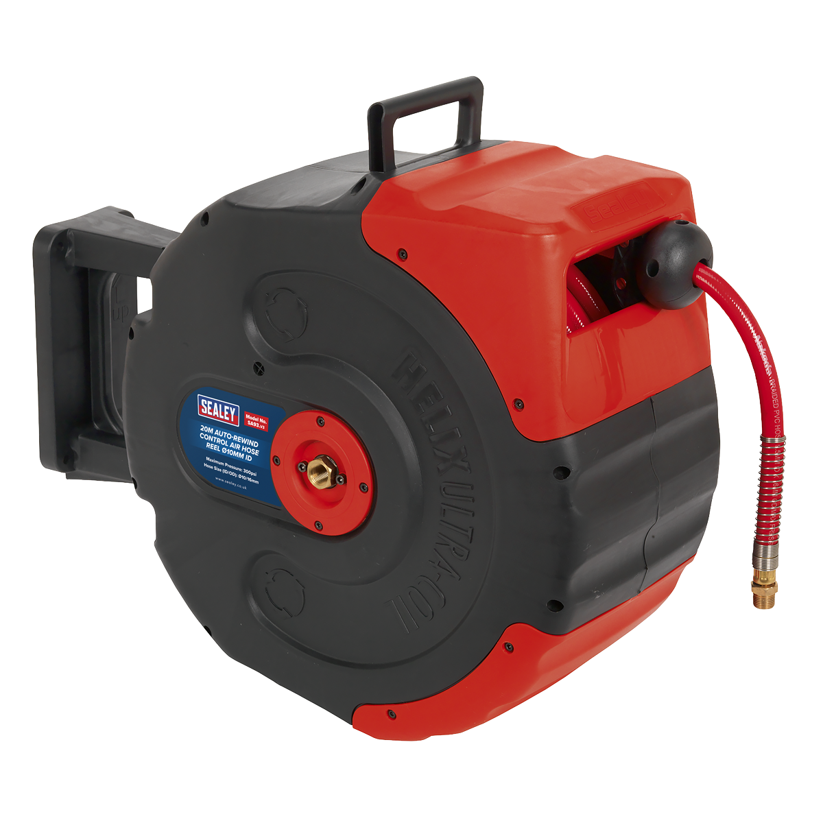 Sealey Retractable Air Hose Reel With Auto-Rewind Mechanism 20m Ø10mm ID SA93