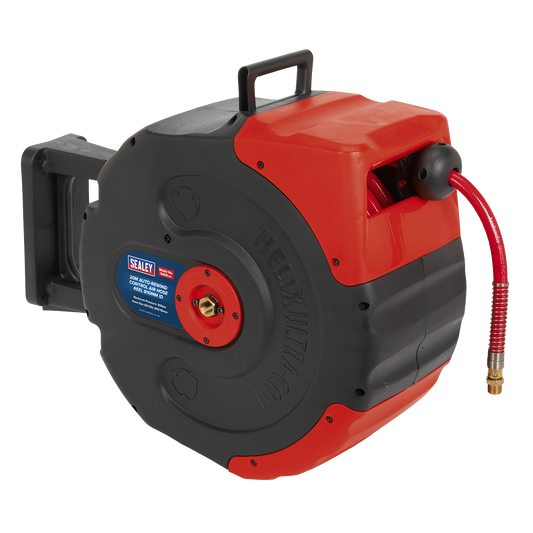 Sealey Retractable Air Hose Reel With Auto-Rewind Mechanism 20m Ø10mm ID SA93