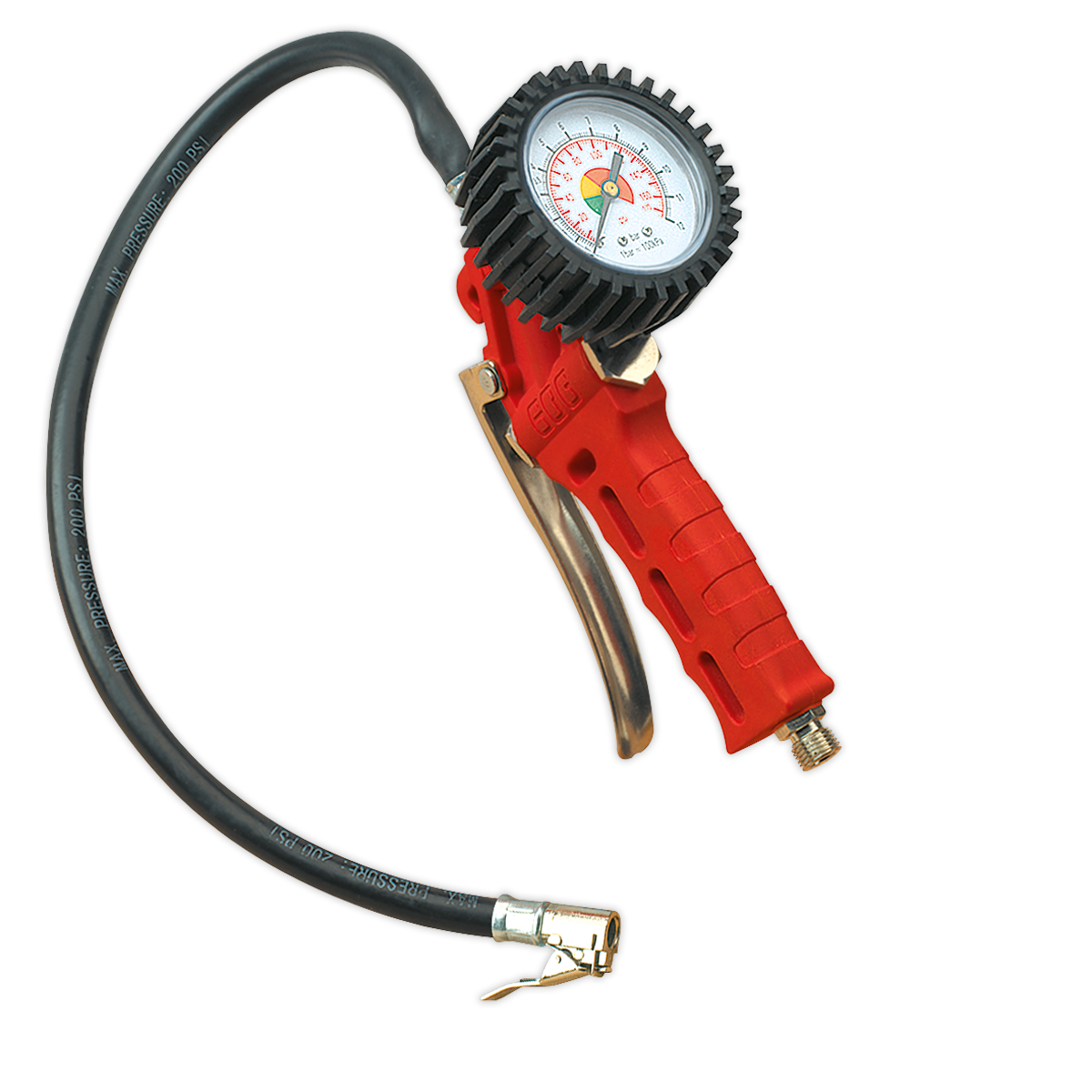 Sealey Tyre Inflator With Clip-On Connector With 500mm Rubber Hose SA9302