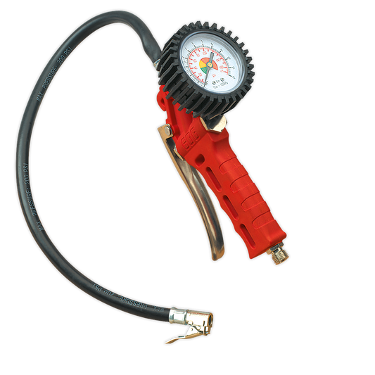 Sealey Tyre Inflator With Clip-On Connector With 500mm Rubber Hose SA9302