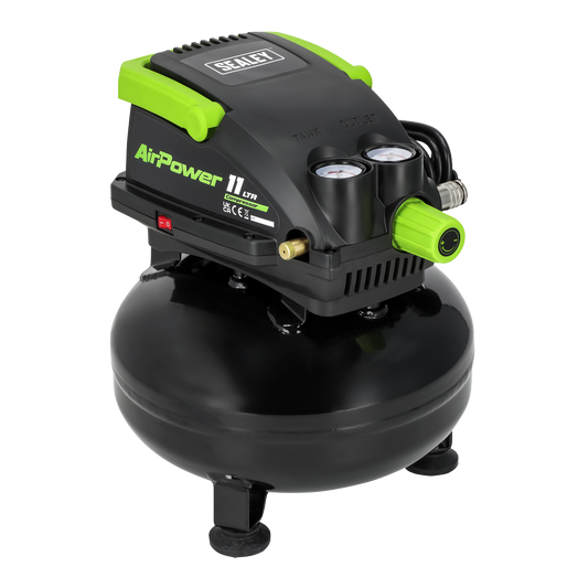 Sealey Direct Drive Air Compressor 11L Oil Free 0.5hp Aluminium SAC1100