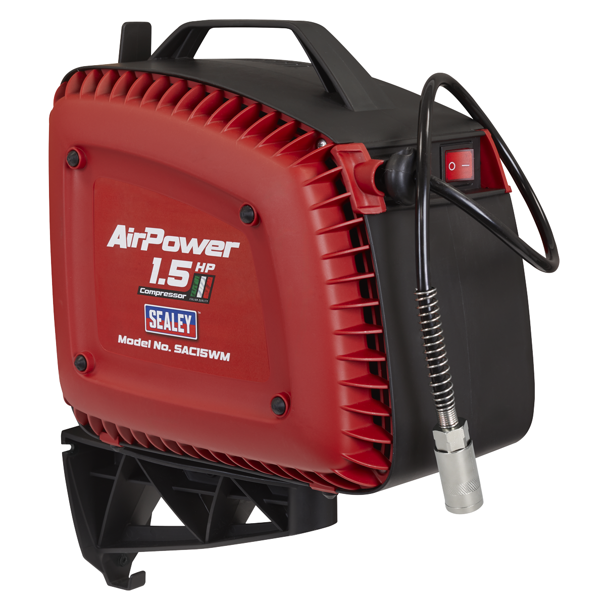 Sealey Wall Mounting Oil Free Air Compressor 1.5hp With 7m Hose Reel SAC15WM
