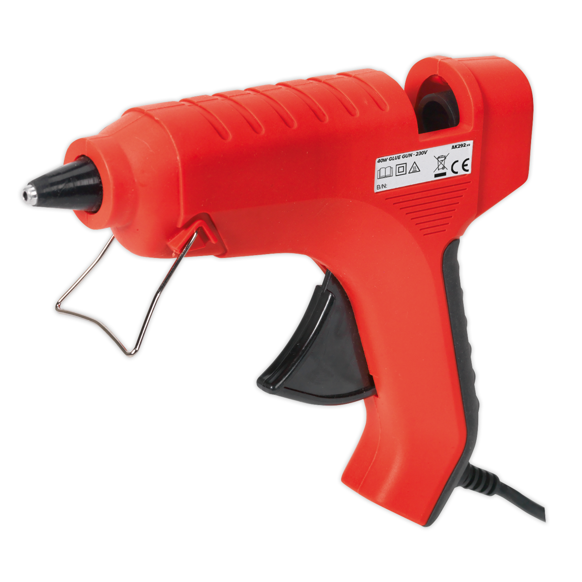 Sealey Glue Gun Fitted With 1.1m Cable & 3-Pin Plug 230V 40W - Red AK292