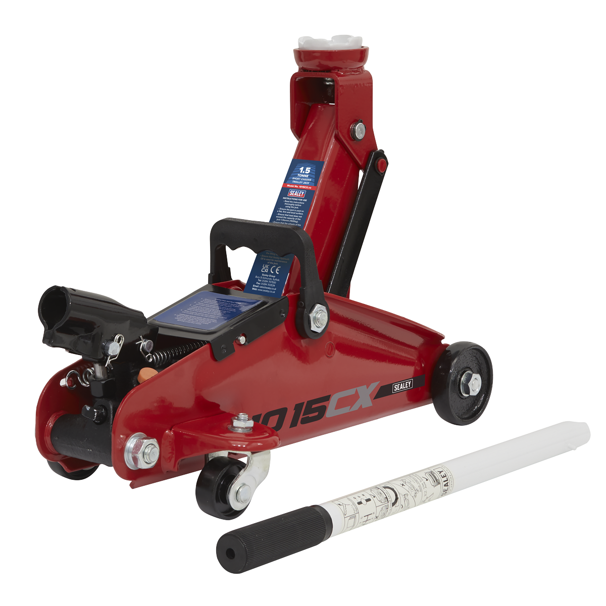Sealey Trolley Jack 1.5 Tonne Short Chassis One-Piece Pumping Handle 1015CX