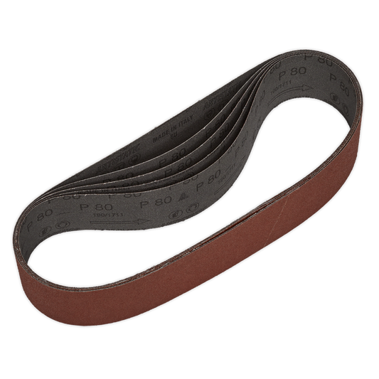 Sealey Sanding Belt Fibre Backed With Taped Joint 50 x 686mm 80 Grit 5pc SB007