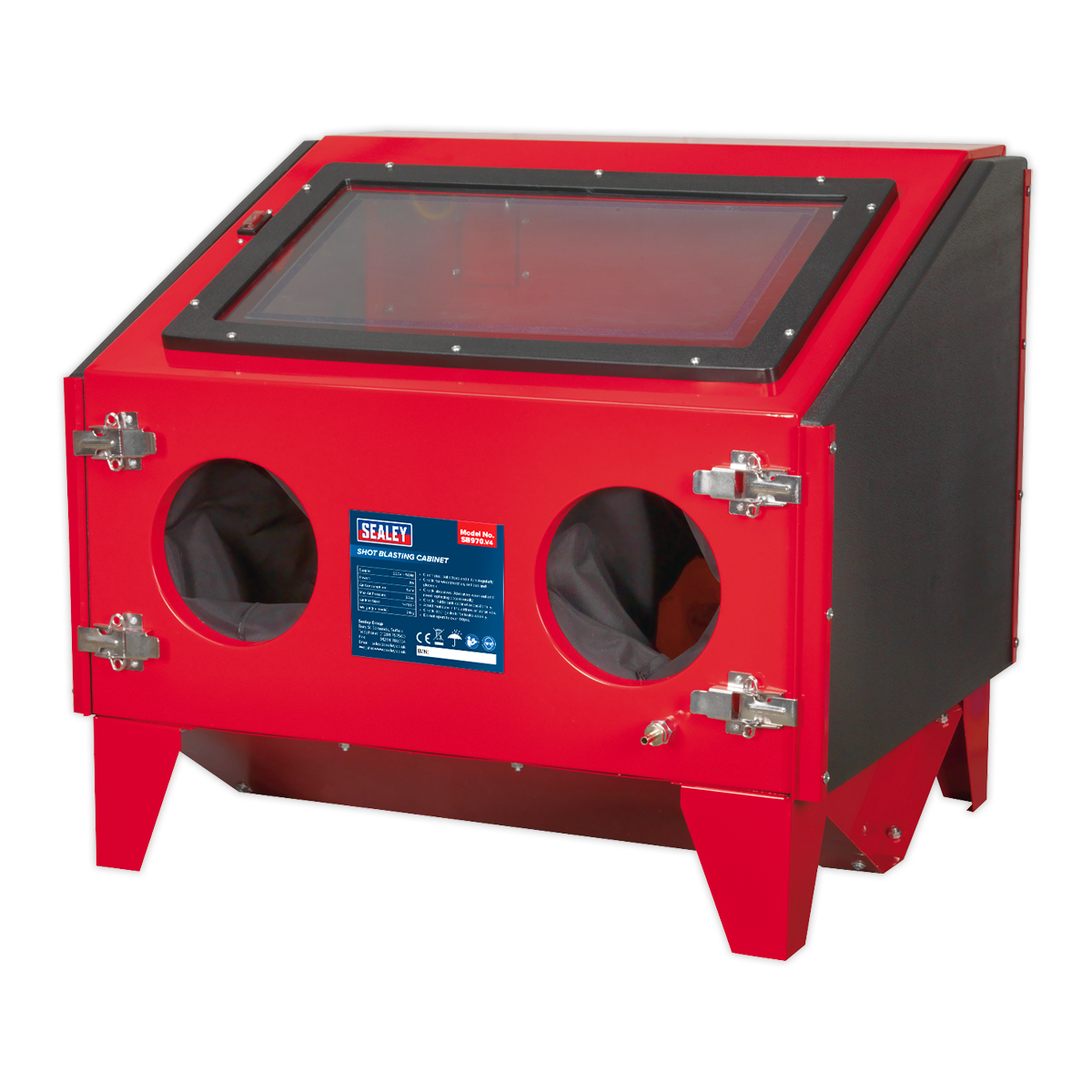 Sealey Heavy Duty Steel Shot Blasting Cabinet Double Access Gauntlets Red SB970