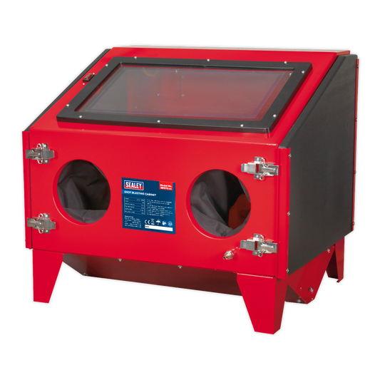 Sealey Heavy Duty Steel Shot Blasting Cabinet Double Access Gauntlets Red SB970