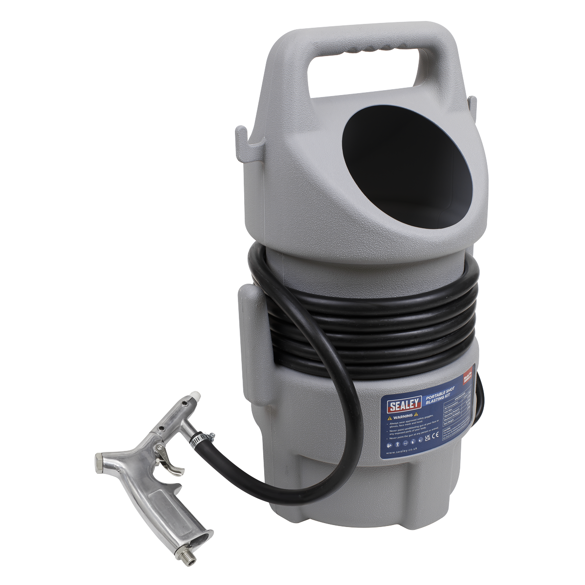 Sealey Portable Shot Blasting Kit Carry Handle With Large Capacity Hopper SB993
