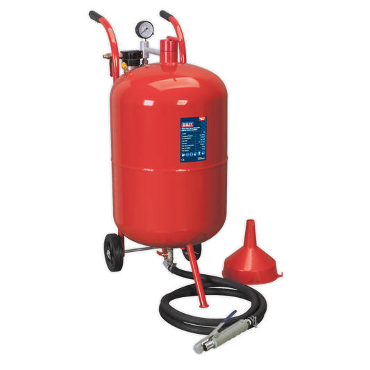 Sealey Shot Blaster With Water Trap & Wheels 2.4m Rubber Hose 75 Litres SB998
