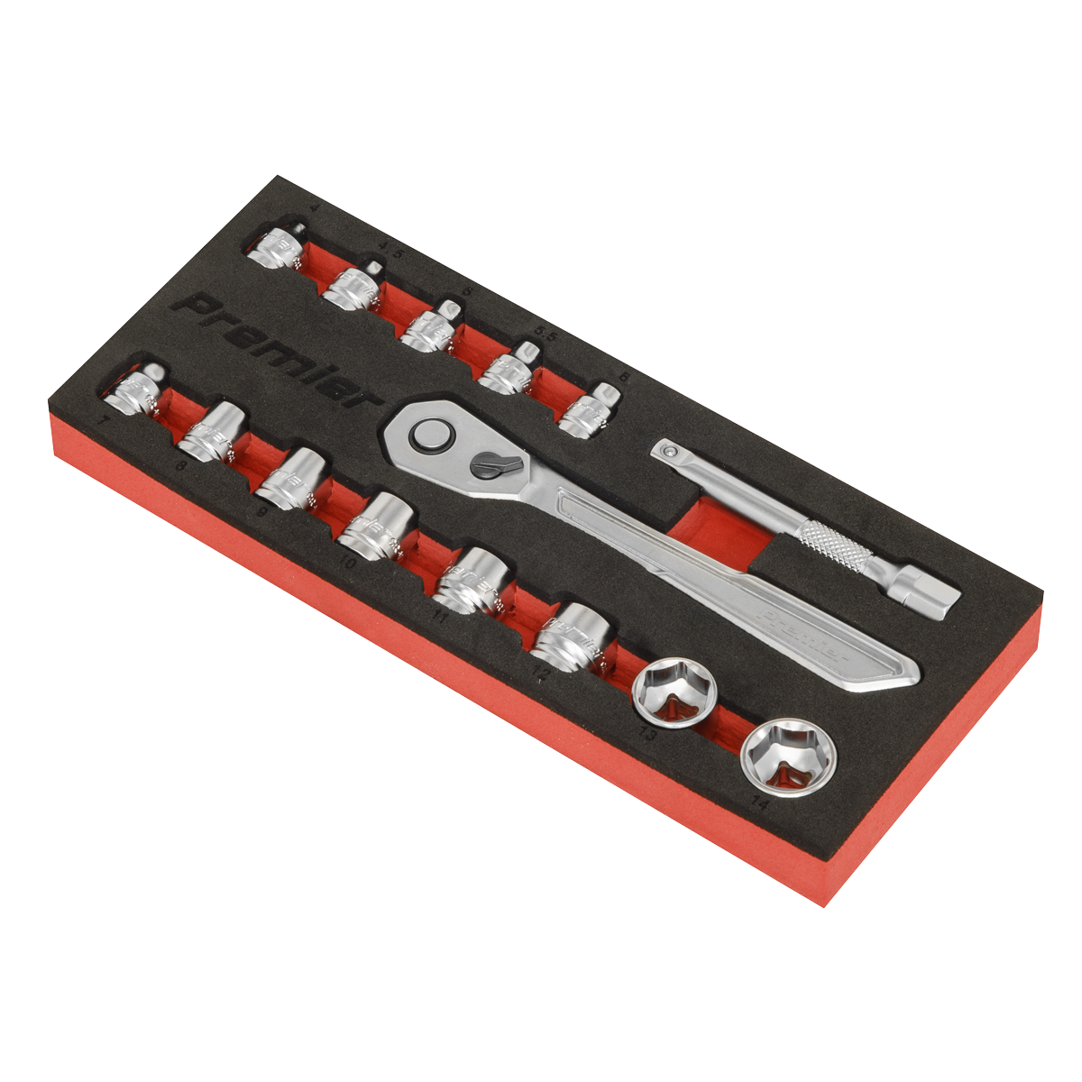 Sealey Low Profile Socket Set 15 Pieces 1/4" Square Drive - Metric AK5783