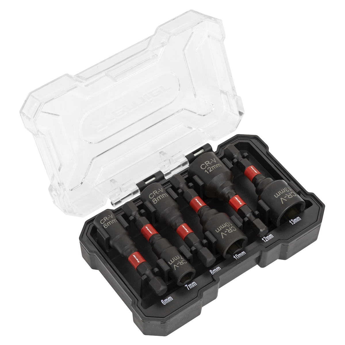 Sealey Nut Driver Set 6 Pieces Impact Grade 6 7 8 10 12 13mm 1/4" Hex AK8287