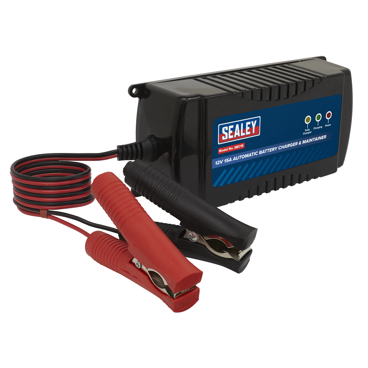 Sealey 12V 15A Fully Automatic Battery Charger & Maintainer Charge - Black SBC15