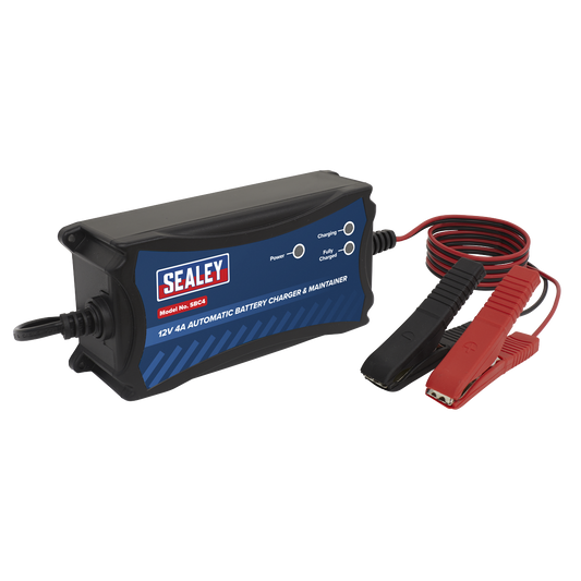 Sealey 12V 4A Automatic Battery Charger & Maintainer Charge 40-80Ah IP33 SBC4