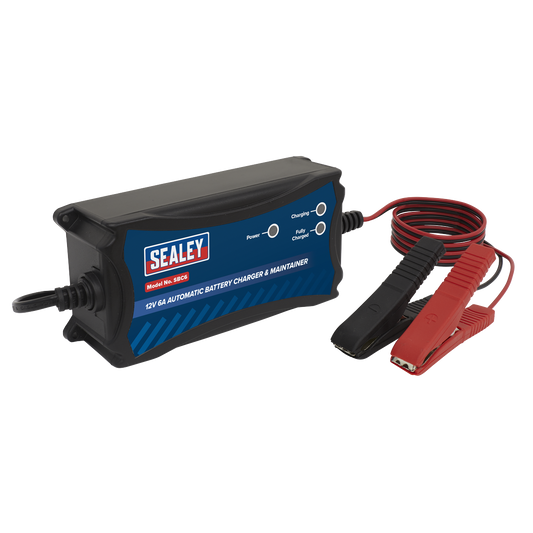 Sealey 12V 6A Automatic Battery Charger & Maintainer Charge 40-100Ah IP33 SBC6