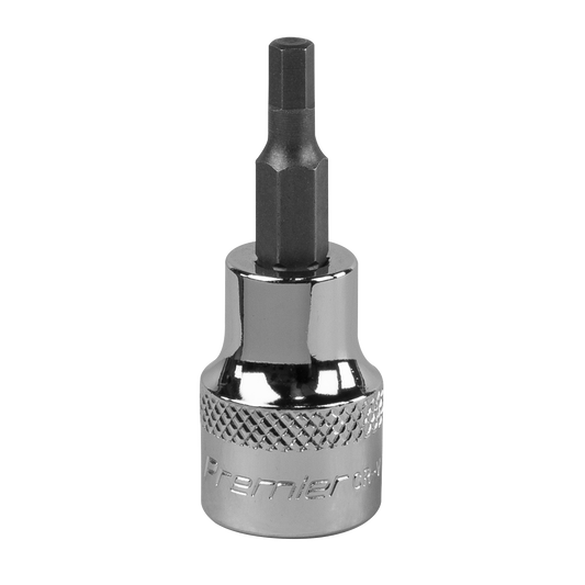 Sealey Hex Socket Bit 4mm 3/8" Square Drive Forged Chrome Vanadium Steel SBH007