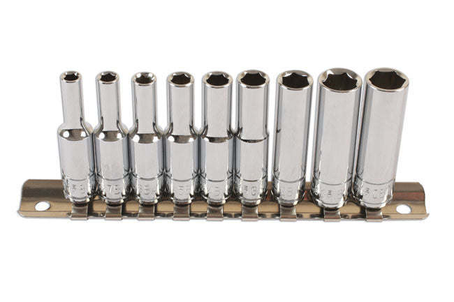 LASER 6196 BA Deep Socket Set 1/4" Drive 9 Pieces Chrome Vanadium Steel