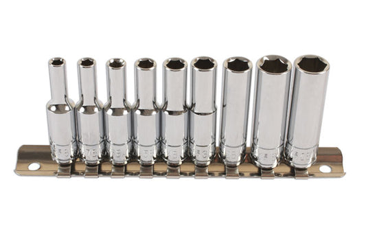 LASER 6196 BA Deep Socket Set 1/4" Drive 9 Pieces Chrome Vanadium Steel