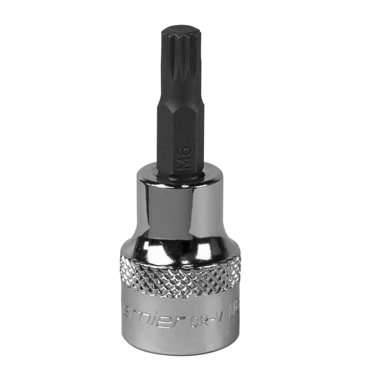 Sealey Spline Socket Bit M6 3/8" Drive Forged Chrome Vanadium Steel Tool SBS004