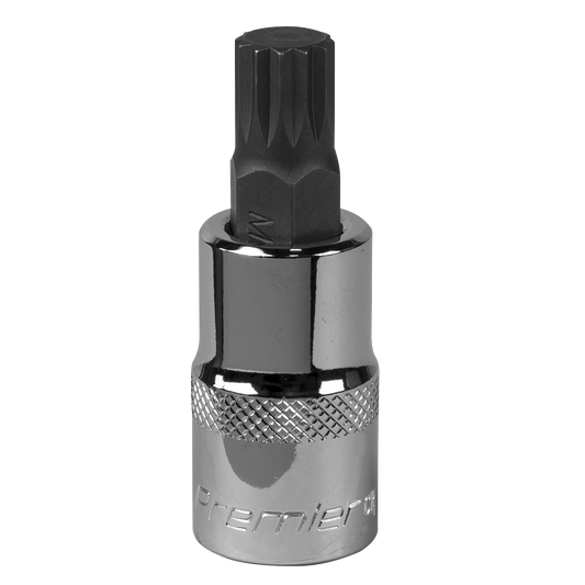 Sealey Spline Socket Bit M12 1/2" Square Drive Chrome Vanadium Steel Tool SBS016
