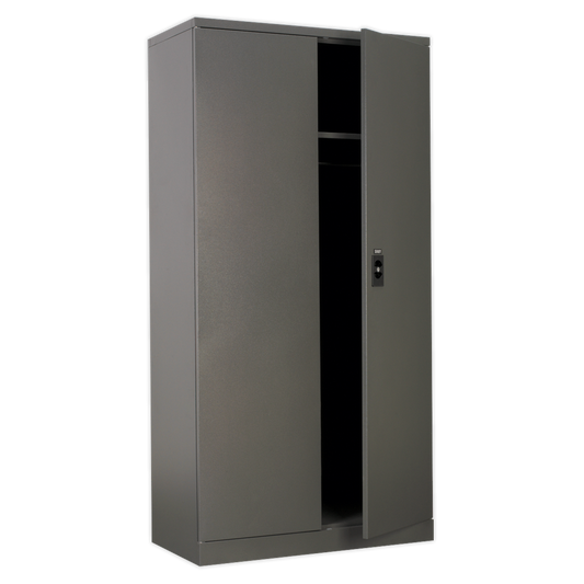 Sealey 4 Shelf 2 Door Floor Cabinet Chest Plus Hanging Rail & Cylinder Lock SC02