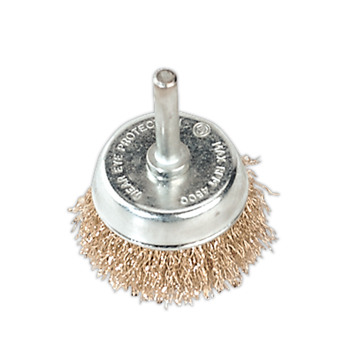 Sealey 50mm Wire Cup Brush With Ø6mm Shaft Crimped Brassed Steel Filaments SCB50