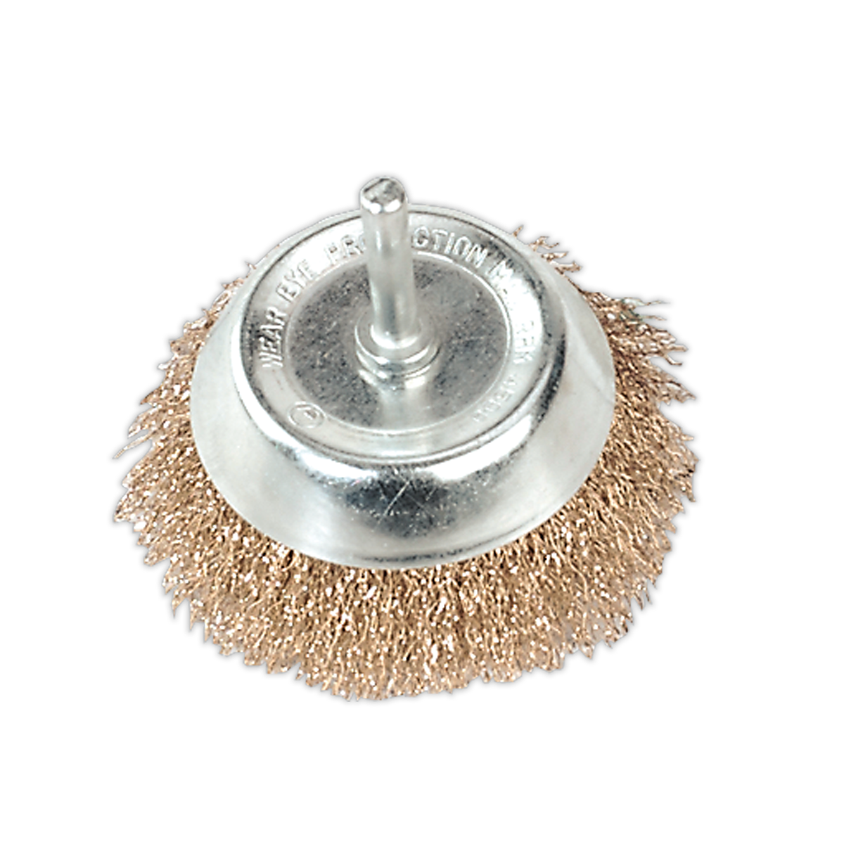 Sealey 75mm Wire Cup Brush With Ø6mm Shaft Crimped Brassed Steel Filaments SCB75