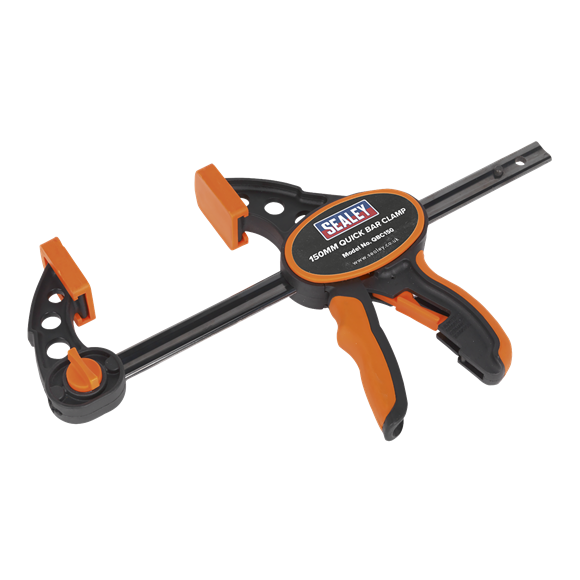 Sealey 2 Pieces 150mm Quick Bar Clamp Spreader Set Heavy Duty TPR Grip QBC1502