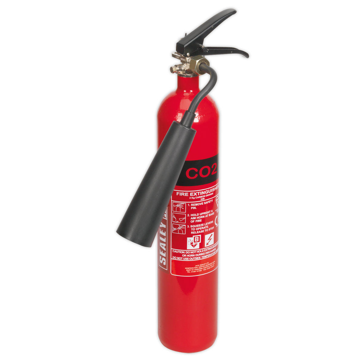 Sealey 2kg Carbon Dioxide Fire Extinguisher Lightweight Aluminium Body SCDE02
