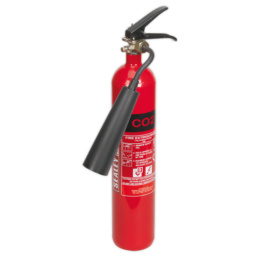 Sealey 2kg Carbon Dioxide Fire Extinguisher Lightweight Aluminium Body SCDE02