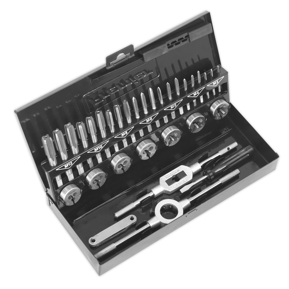 Sealey Tap & Die Set 32 Pieces Split Dies HSS 4341 - Metric Tool AK3015HSS
