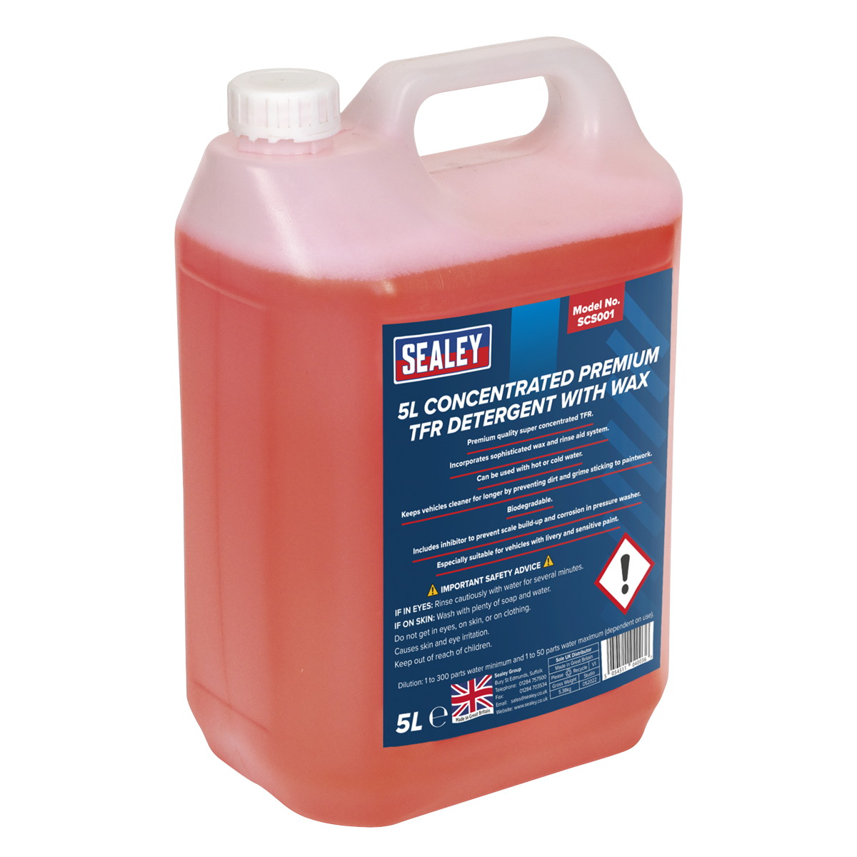 Sealey 5 Litres Concentrated Premium TFR Detergent With Wax Biodegradable SCS001