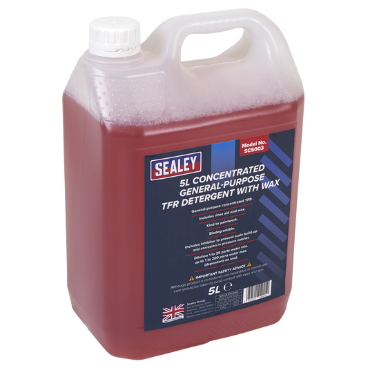 Sealey 5 Litres Concentrated General-Purpose TFR Detergent With Wax Red SCS003