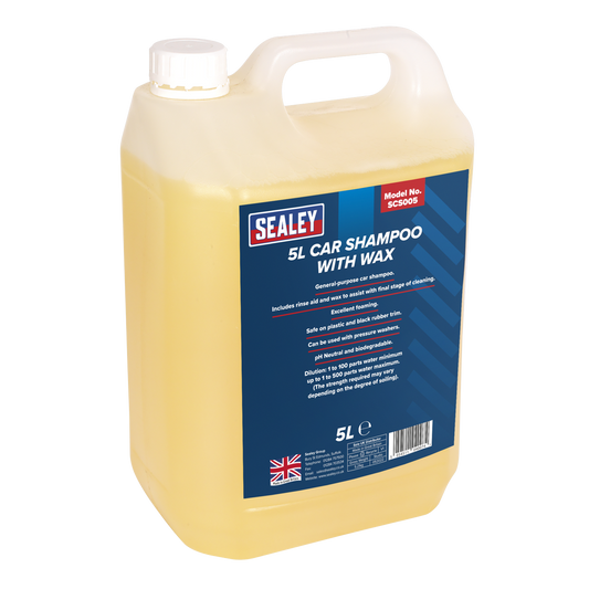 Sealey General Purpose Car Shampoo With Rinse Aid & Wax 5 Litre Tube SCS005