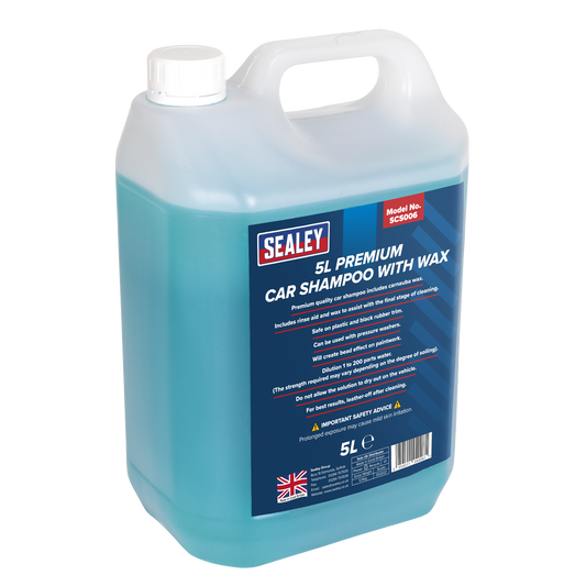 Sealey Premium Quality Car Shampoo With Carnauba Wax & Rinse Aid 5 Litres SCS006