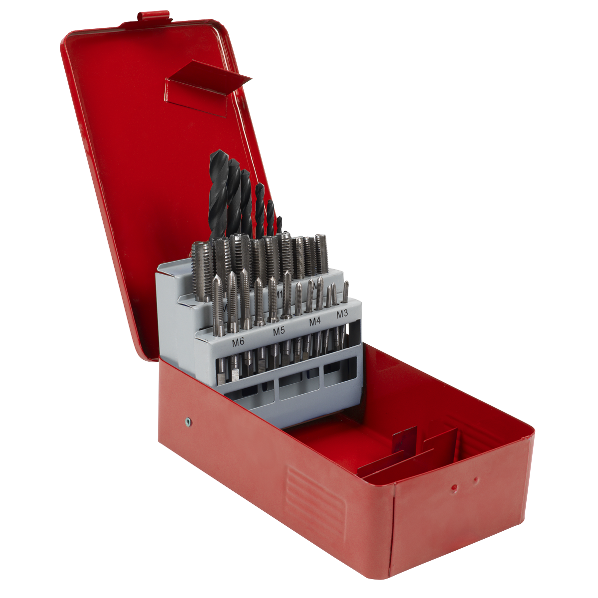 Sealey Metric Tap & Drill Bit Set 28 Pieces Alloy Steel With Storage Case AK3023